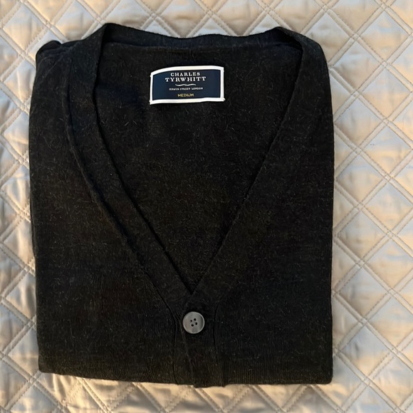 Charles Tyrwhitt Wool Charcoal Cardigan 